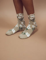 Green Floral Socks