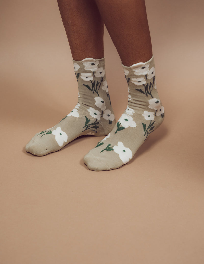 Green Floral Socks