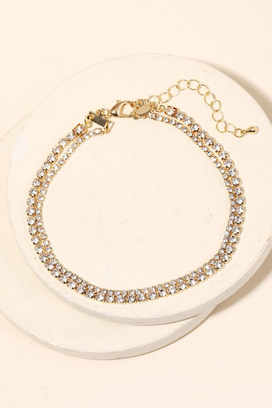 Layered Rhinestone Anklet