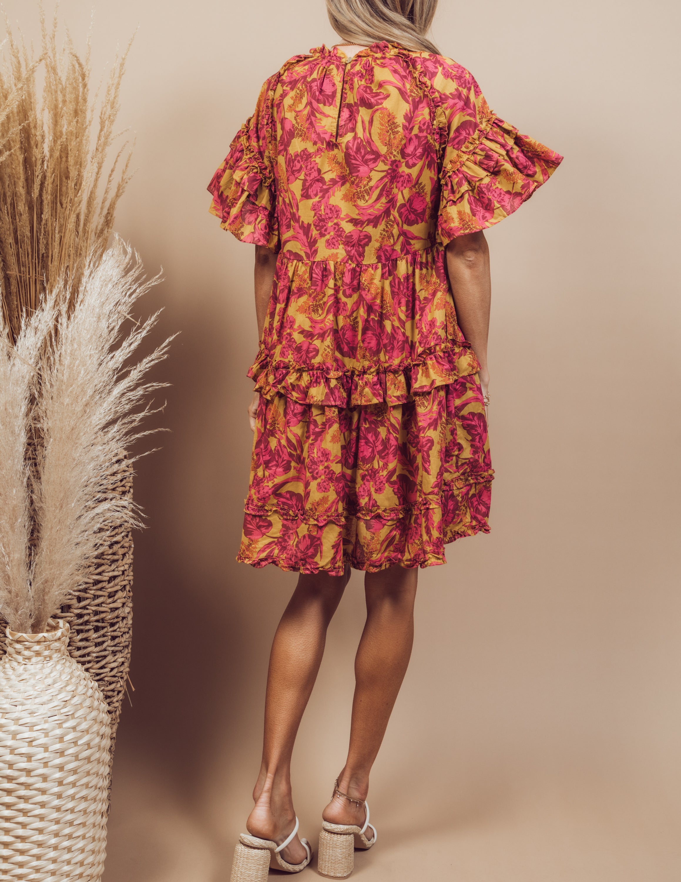 Tropical Sunset Floral Dress