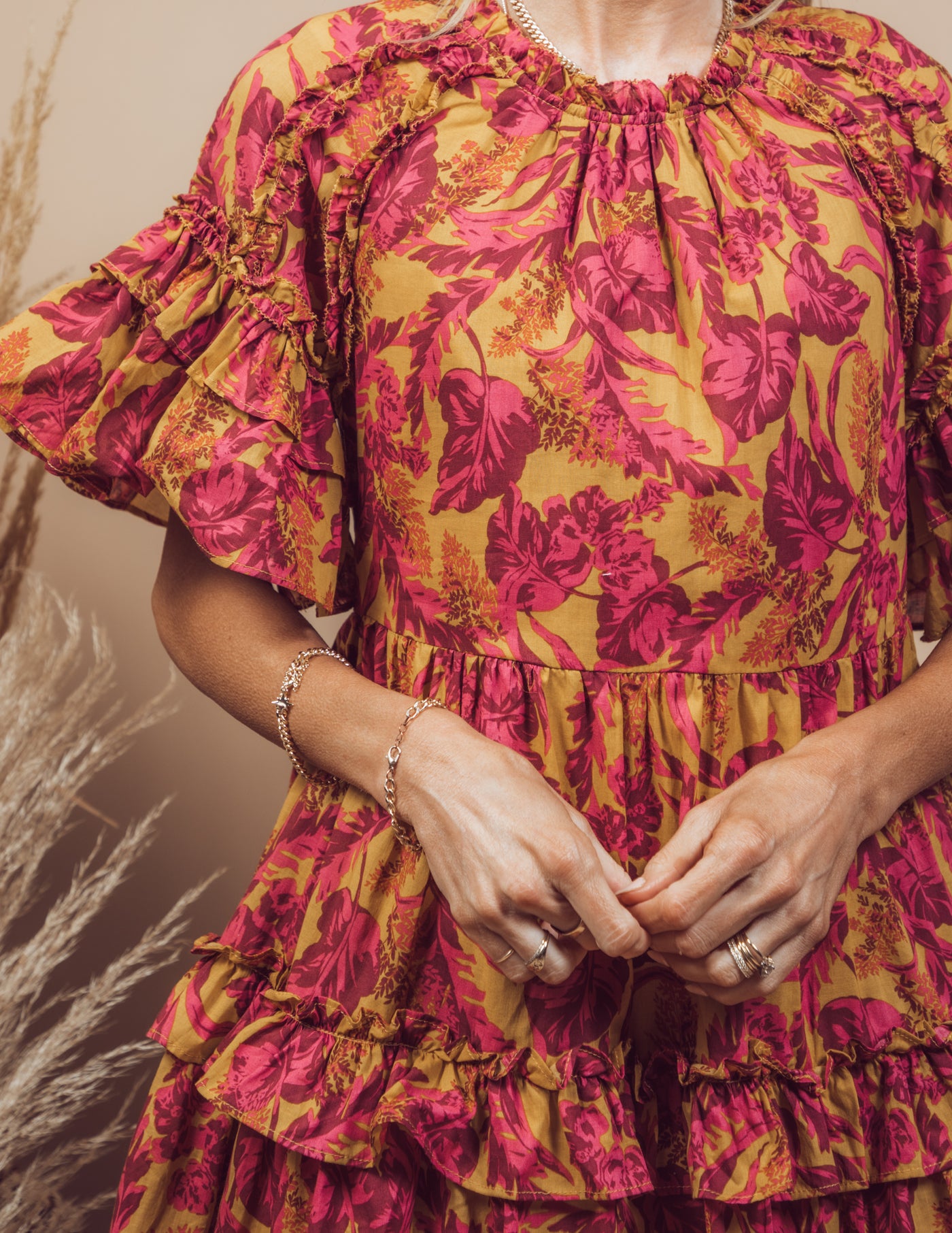 Tropical Sunset Floral Dress