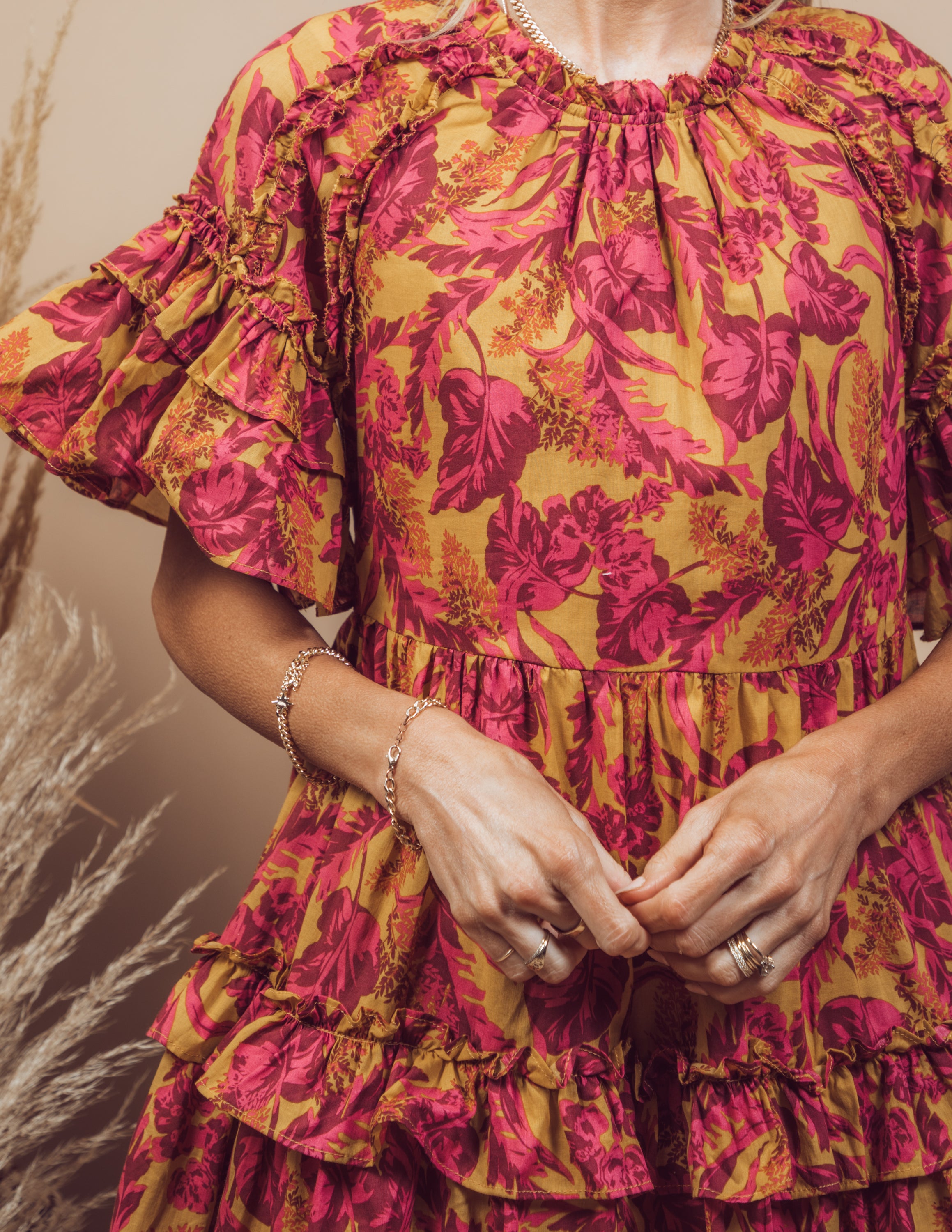 Tropical Sunset Floral Dress