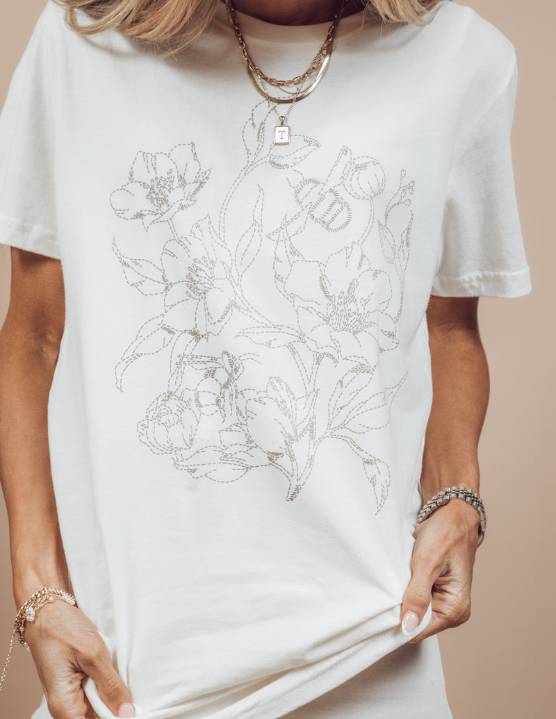Embroidered Flower Tee