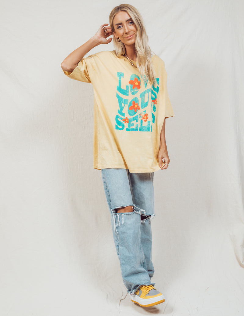 Love Yourself Distressed Graphic Tee