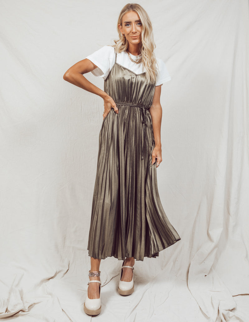 Luster Pleated Dress